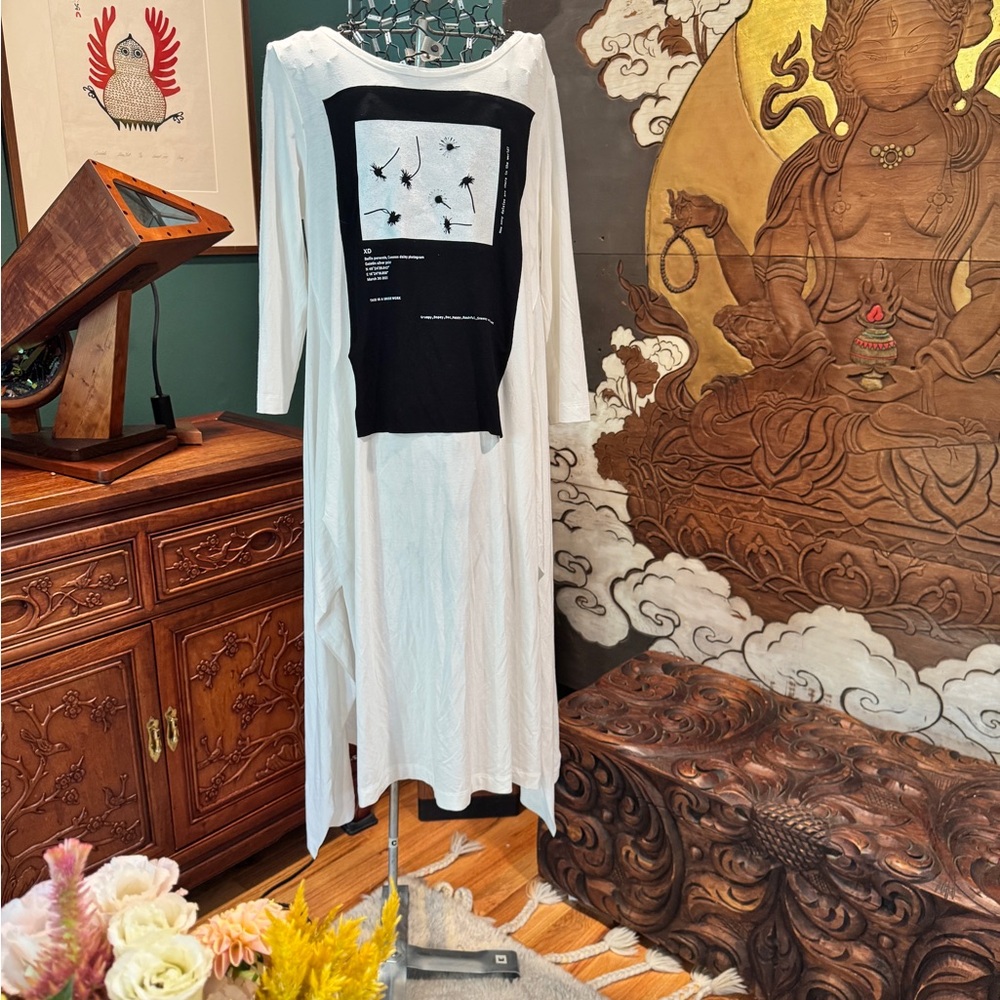 White and Black Xenia Designs Long Sleeve Tunic/Dress